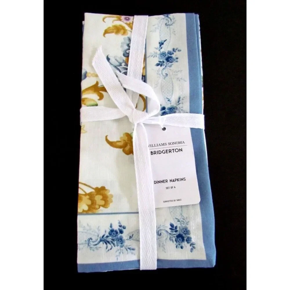 Williams Sonoma Bridgerton Napkins Set of 4 100% Cotton NWT